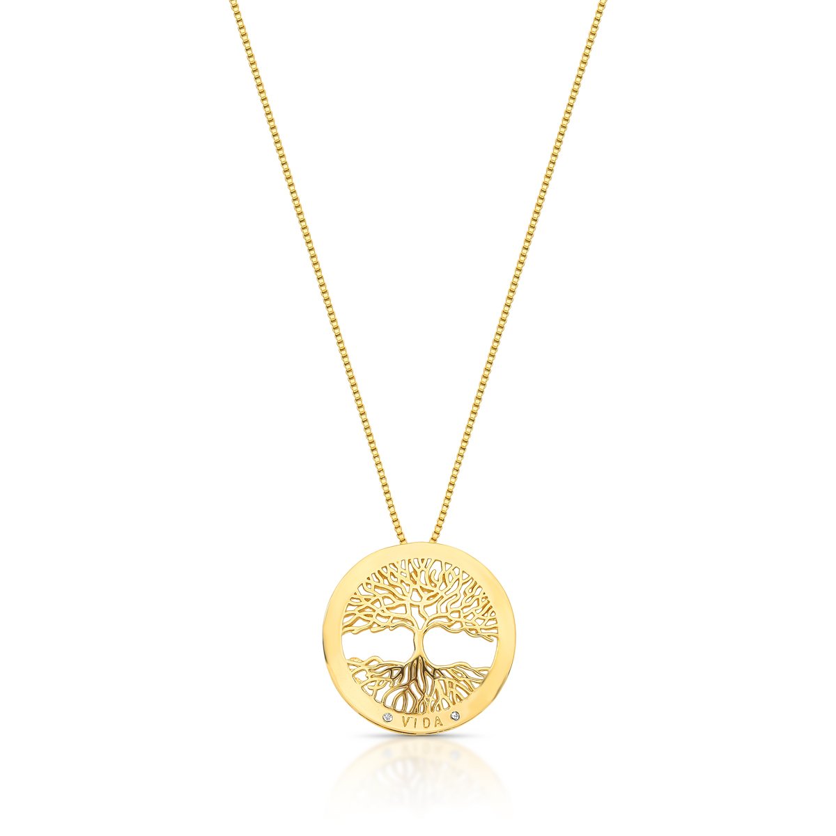 Colar Zirconia Arvore Da Vida Folheado A Ouro