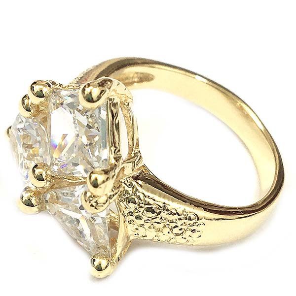 ANEL ZIRCONIA FOLHEADO A OURO