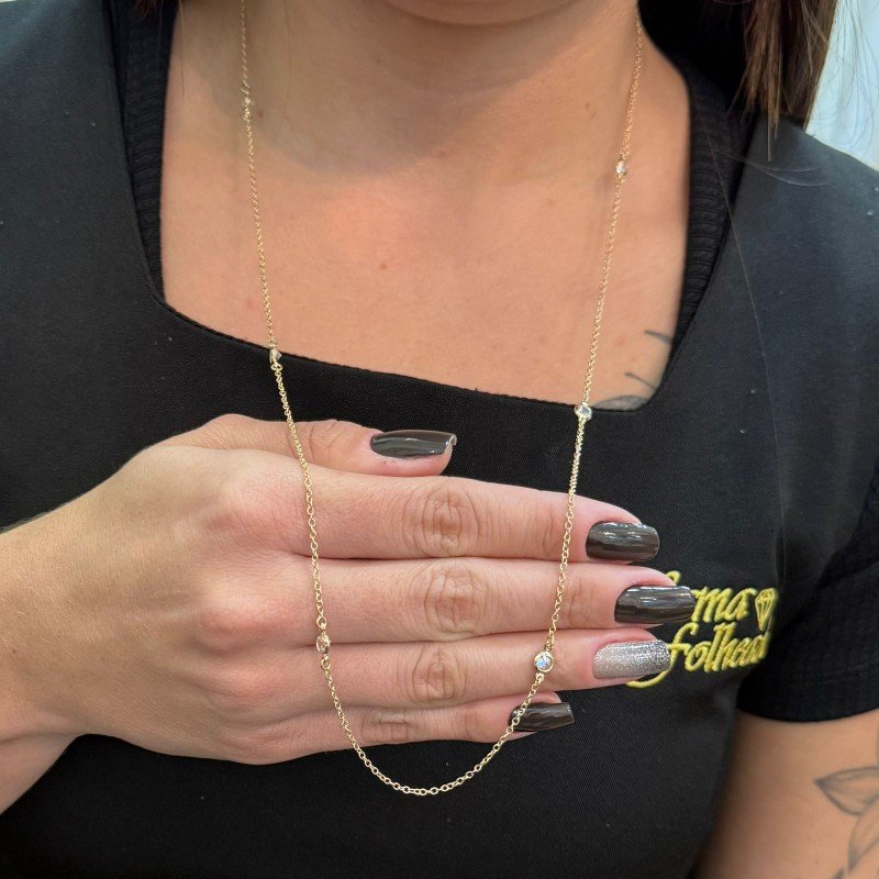 Colar Zirconia Folheado A Ouro Tf T