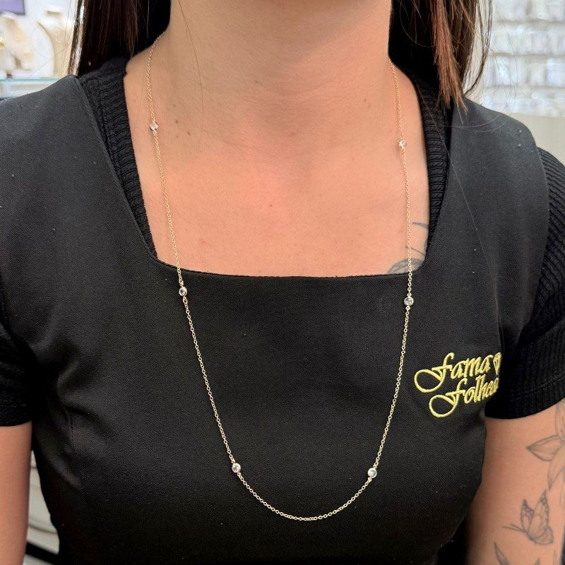 Colar Zirconia Folheado A Ouro Tf T