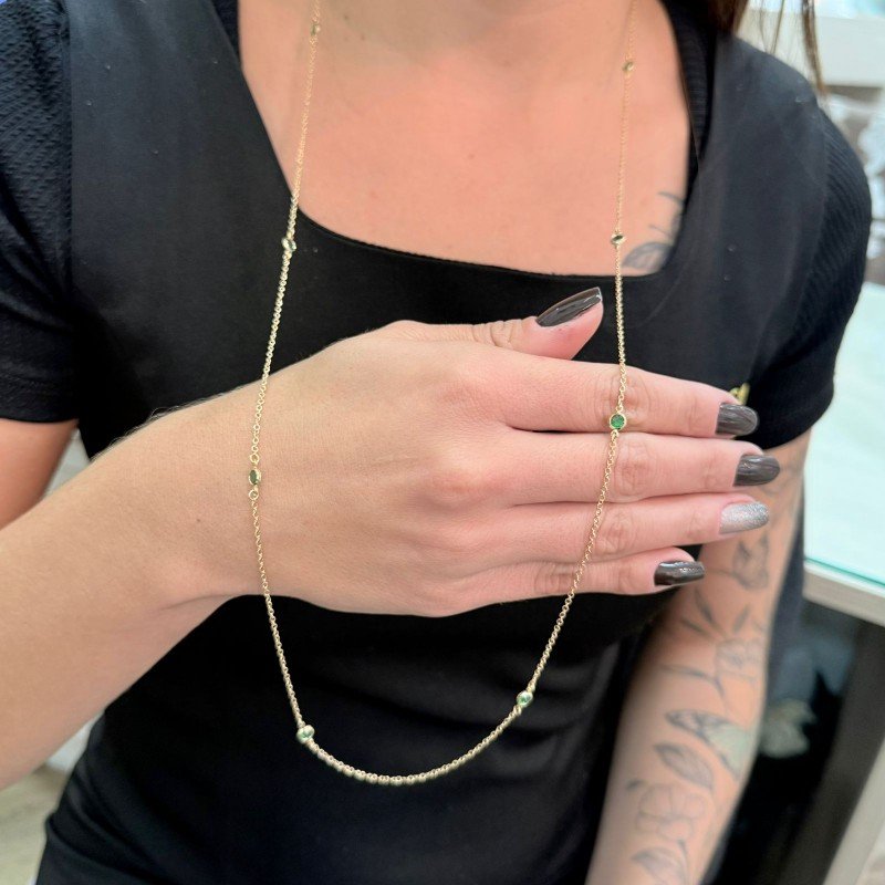 Colar Zirconia Folheado A Ouro Pedra V