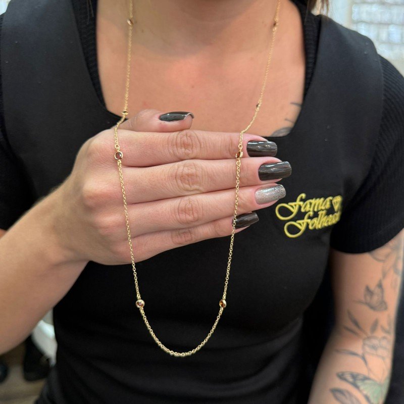 Colar Zirconia Folheado A Ouro Lv