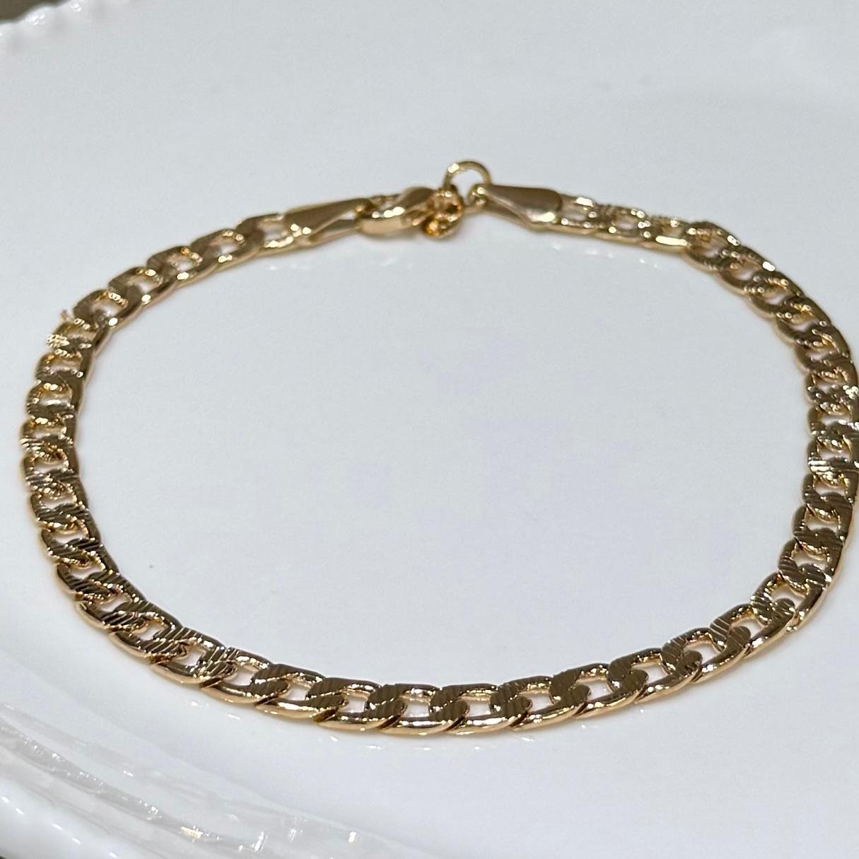 Pulseira Masculina Elos 1x1 Folheado A Ouro