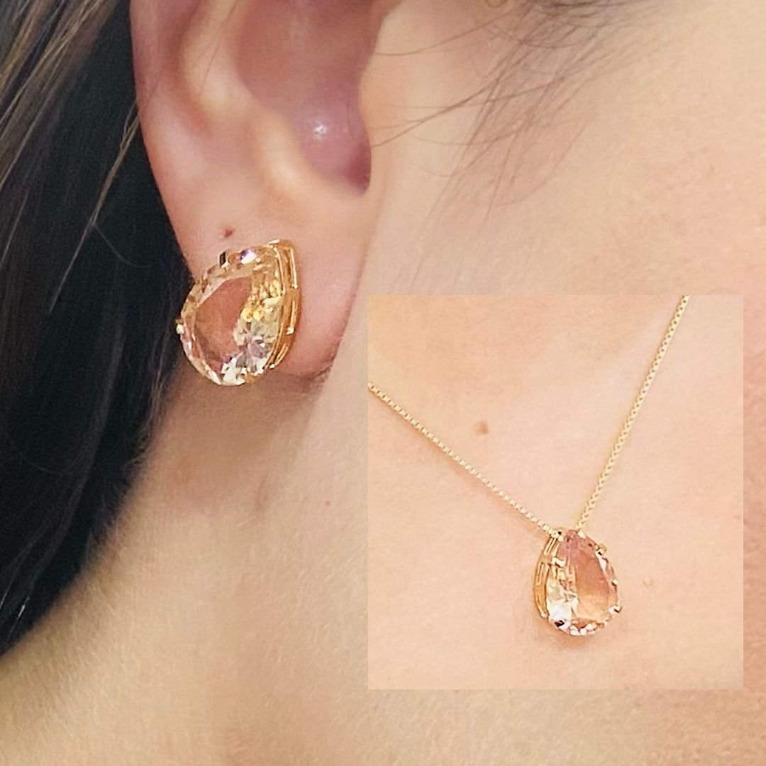 Conjunto Gota Folheado A Ouro Morganita