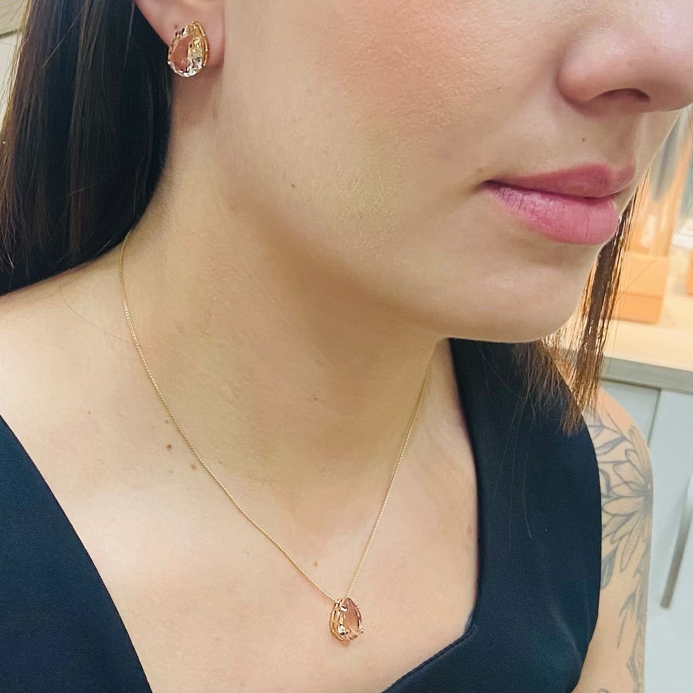 Conjunto Gota Folheado A Ouro Morganita