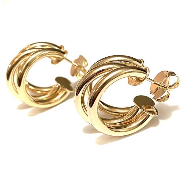 Argola Tubo Tripla Folheado A Ouro