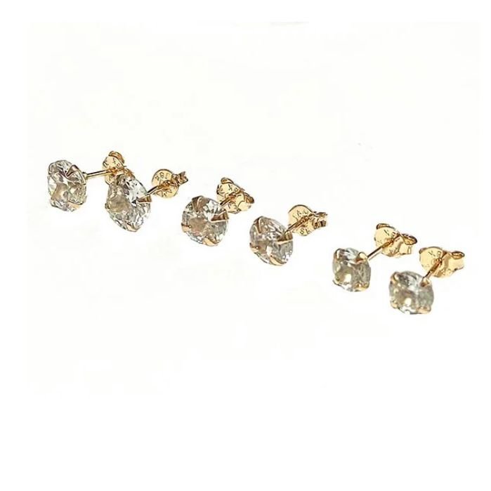 Brinco Trio Zirconia Folheado A Ouro