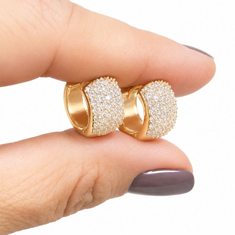 Argola Zirconia Folheado A Ouro