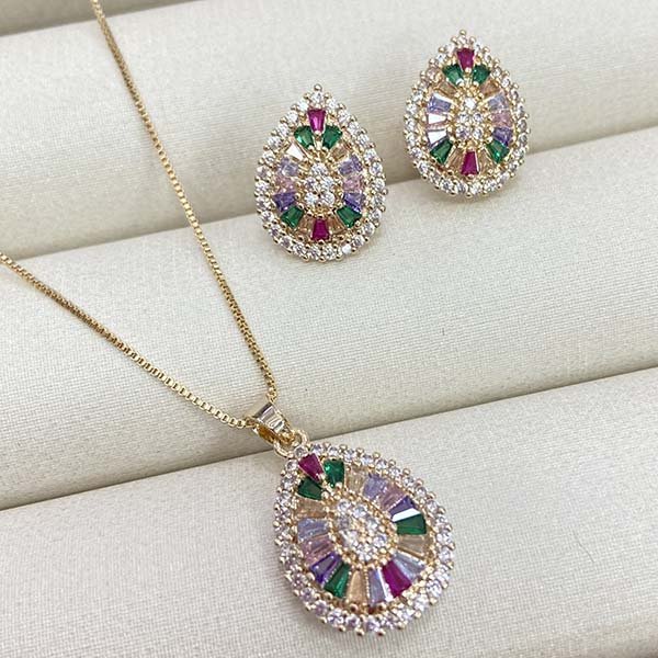 CONJUNTO ZIRCONIA FOLHEADO A OURO