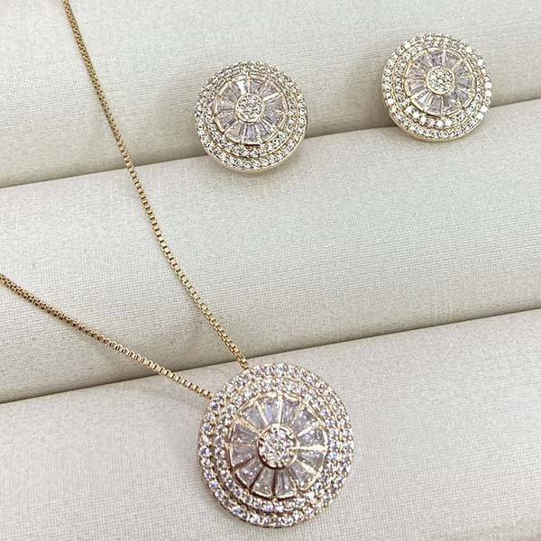 CONJUNTO ZIRCONIA FOLHEADO A OURO