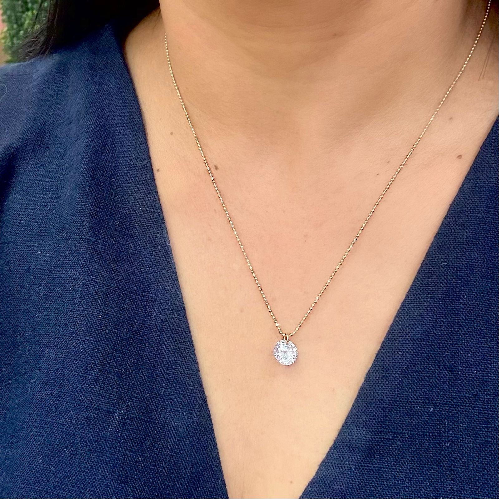 Colar Ponto De Luz Feminino Zirconia Folheado A Ouro 18k