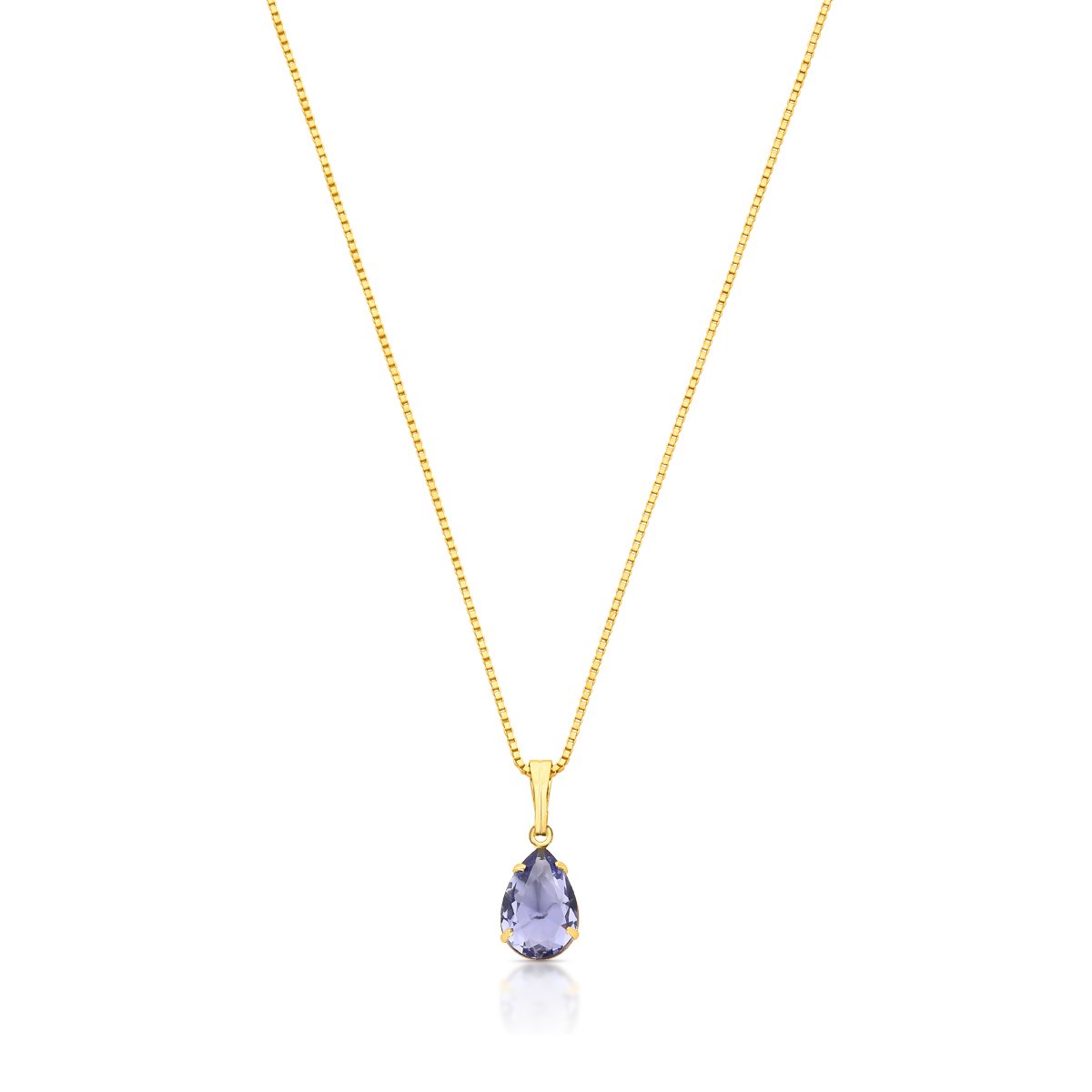 Conjunto De Gota Lilás Folheado A Ouro