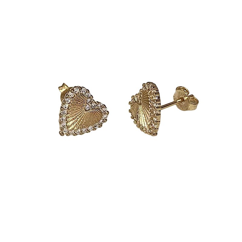 CONJUNTO DE CORAÇÃO COM ZIRCONIA FOLHEADO A OURO