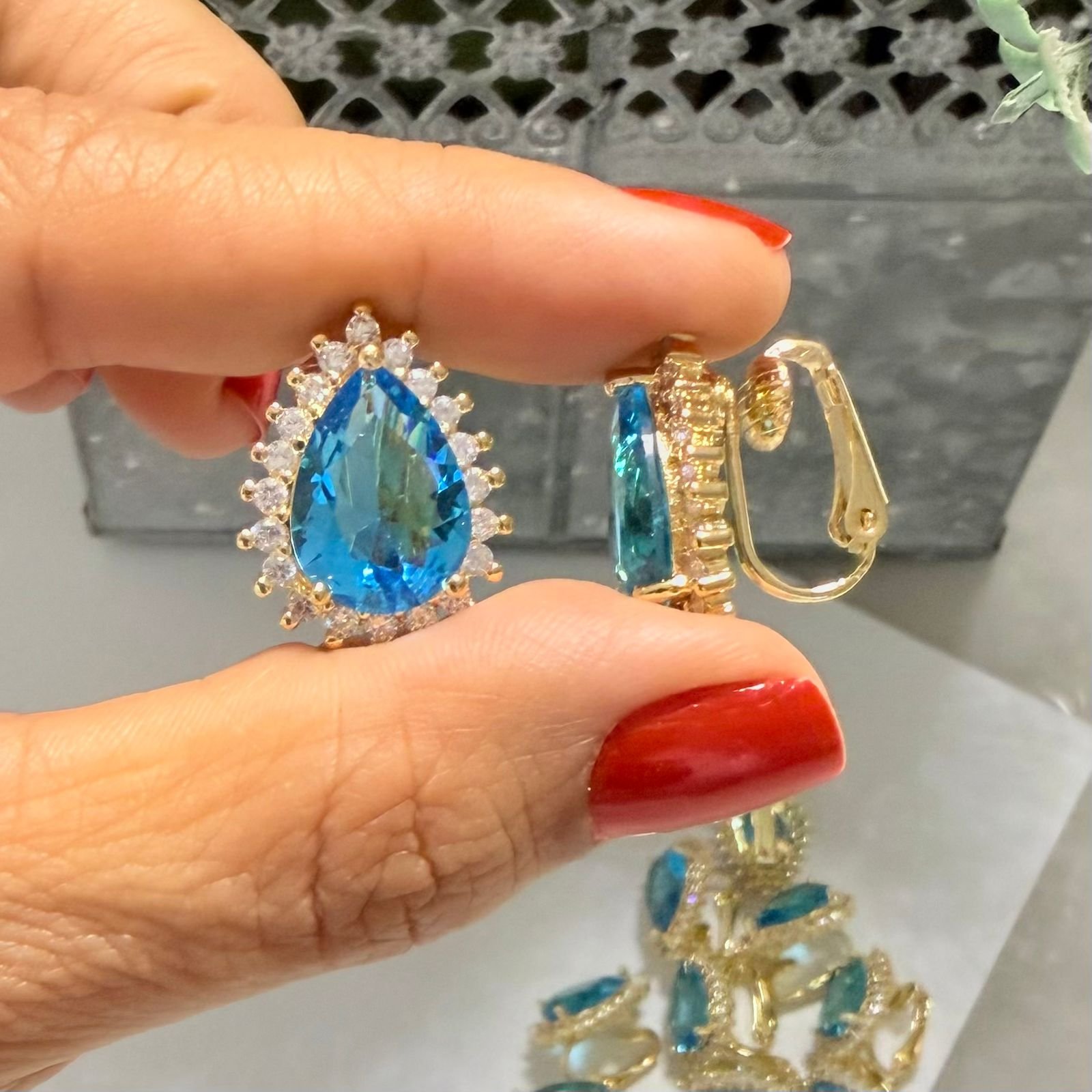 Brinco De Pressão Feminino Zircônia Folheado A Ouro