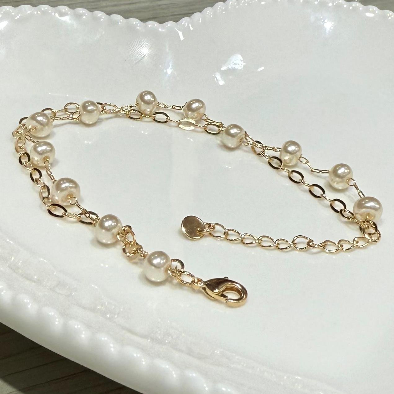 Pulseira Perola Folheado A Ouro