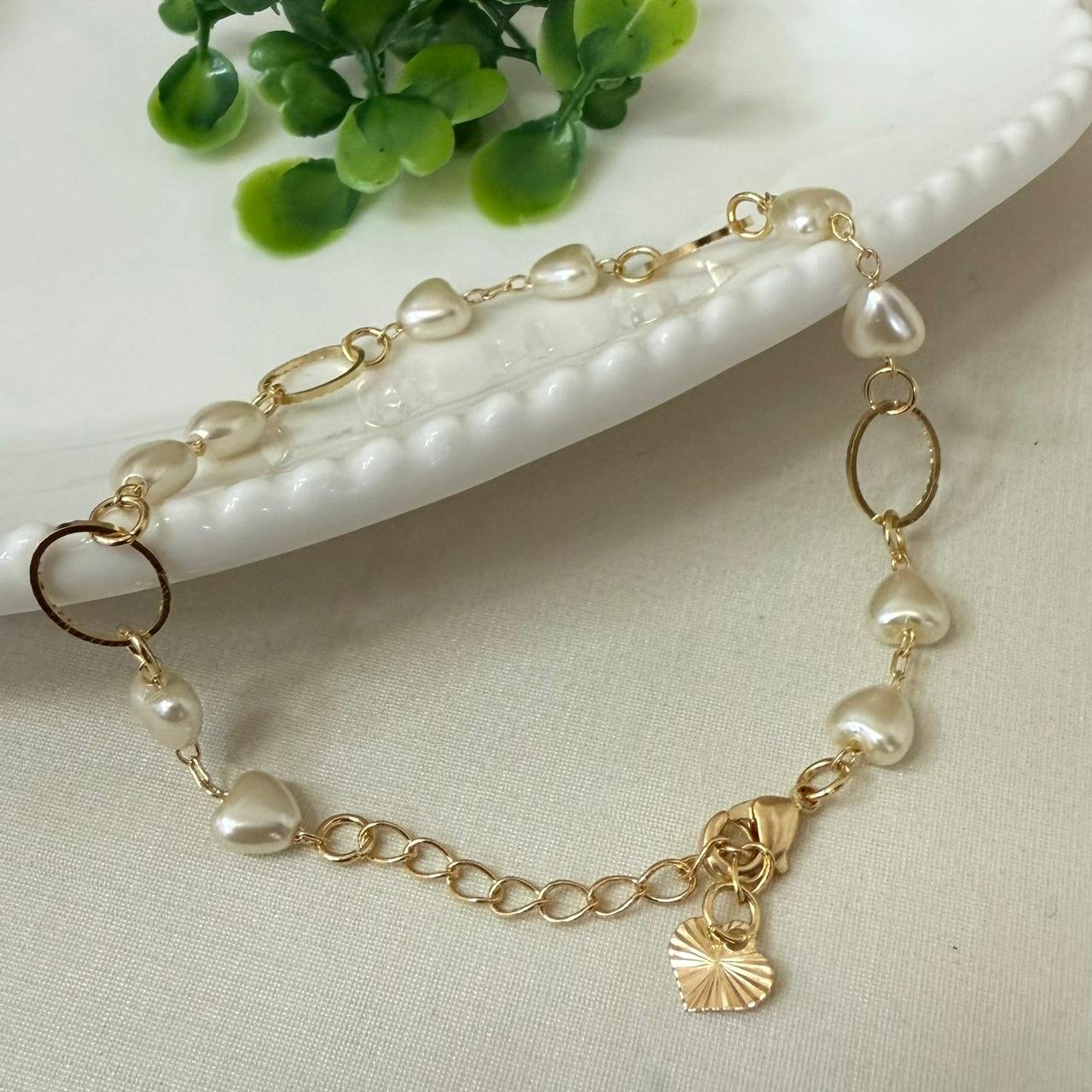 Pulseira Perola Folheado A Ouro