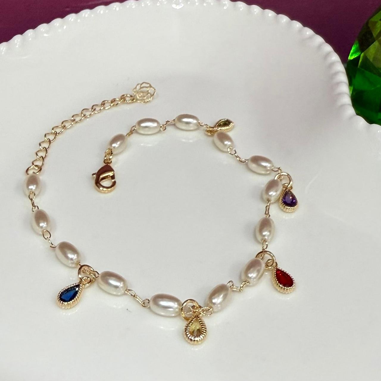 Pulseira Perola Folheado A Ouro