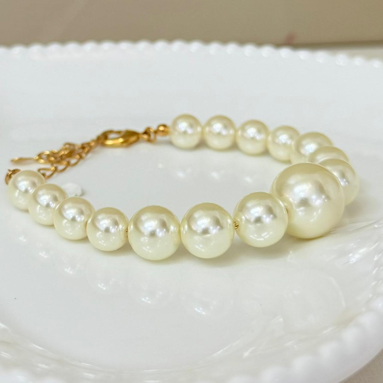 Pulseira Perola Folheado A Ouro