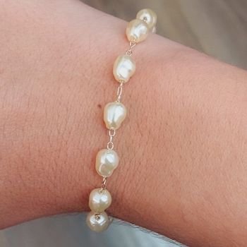 Pulseira Perola Barroca Folheado A Ouro