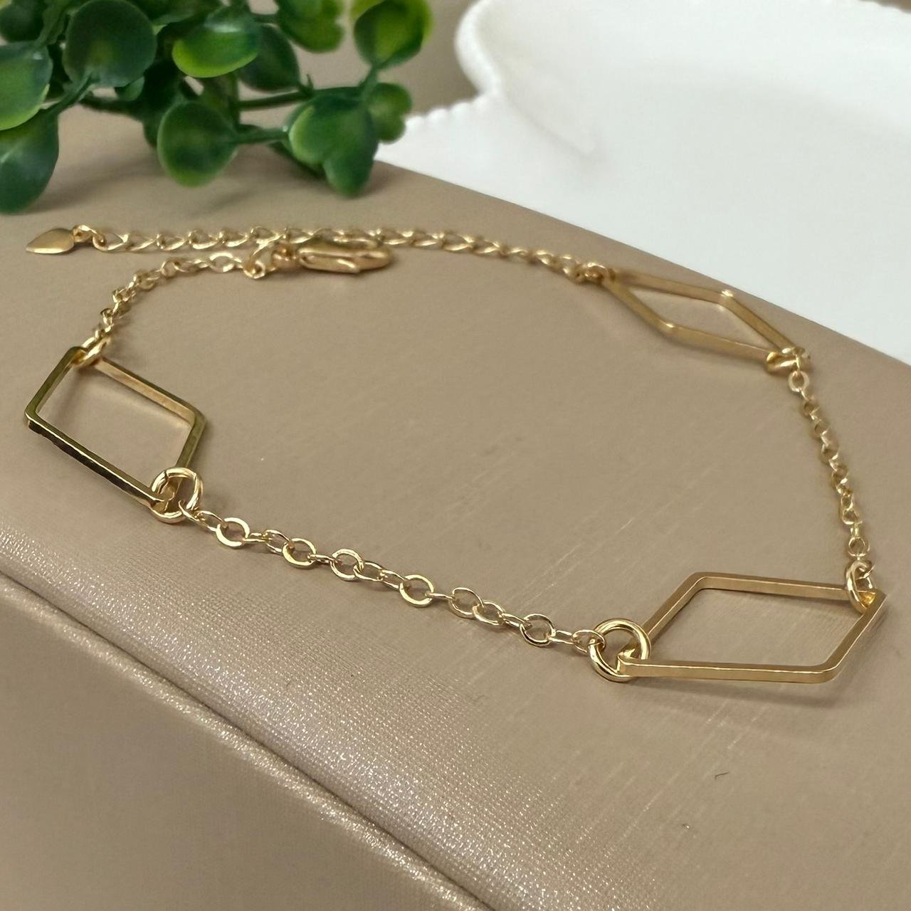 Pulseira Feminina Folheado A Ouro Geométrica