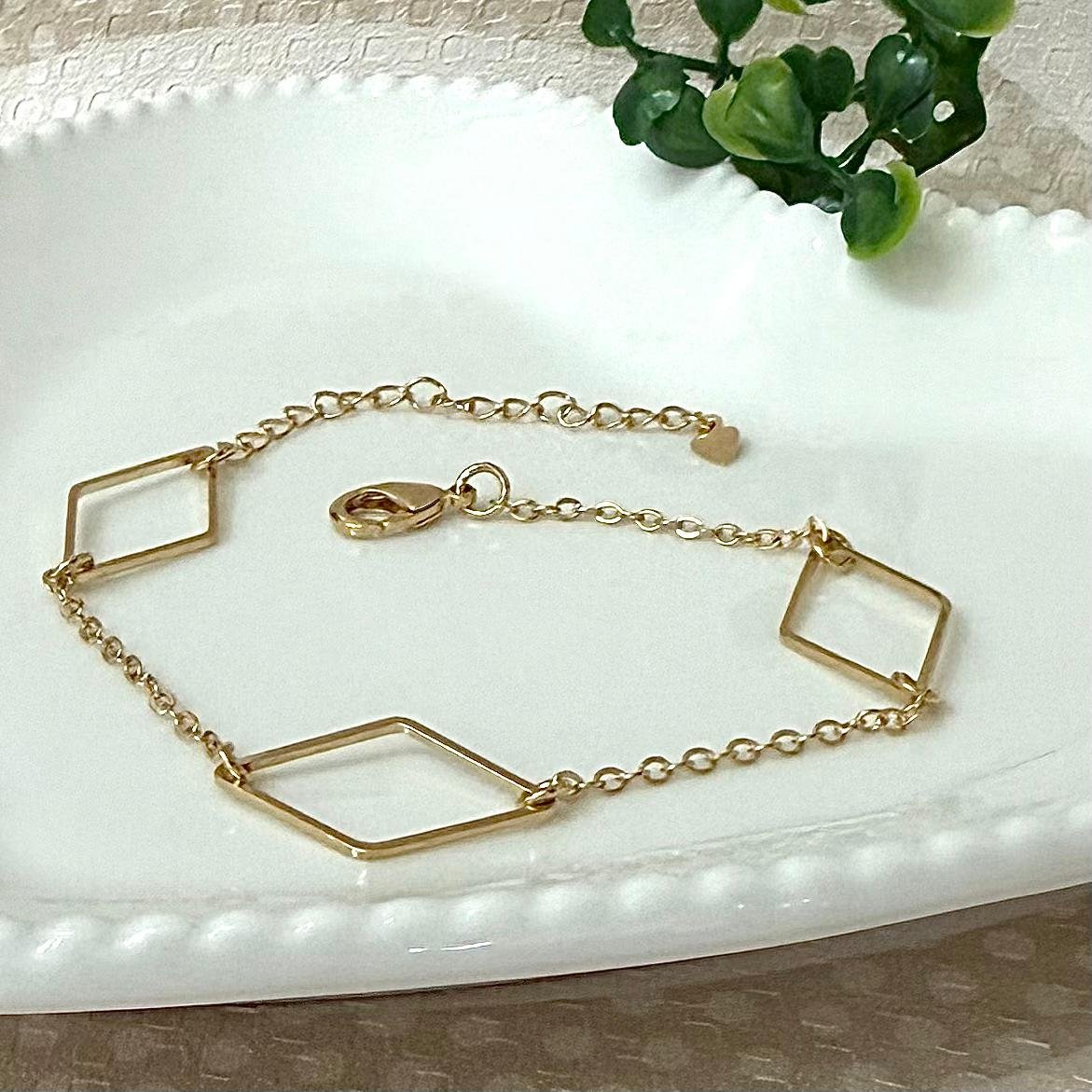 Pulseira Feminina Folheado A Ouro Geométrica