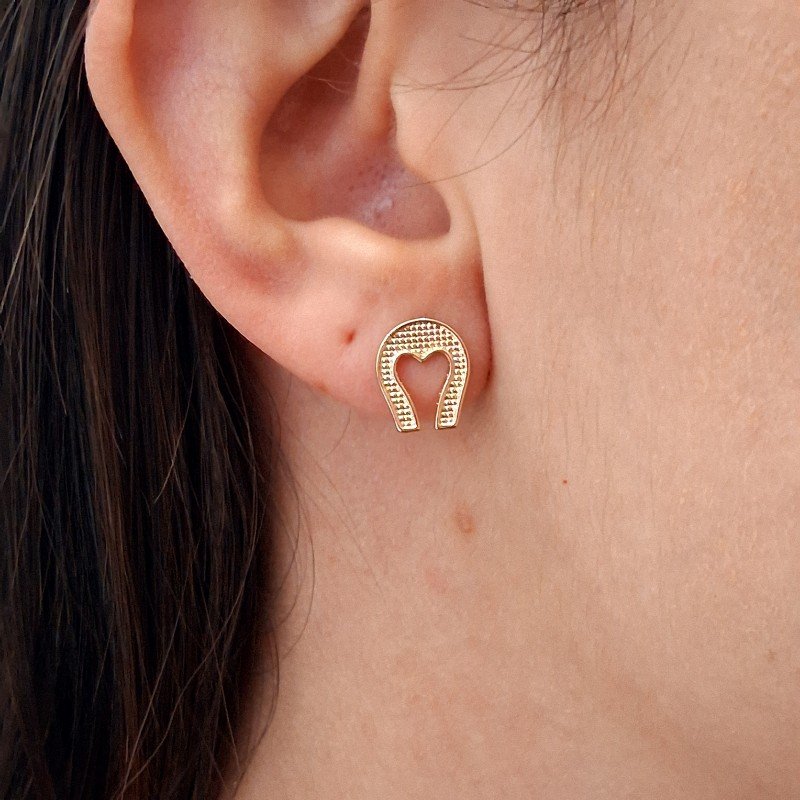 Conjunto De Ferradura Folheado A Ouro
