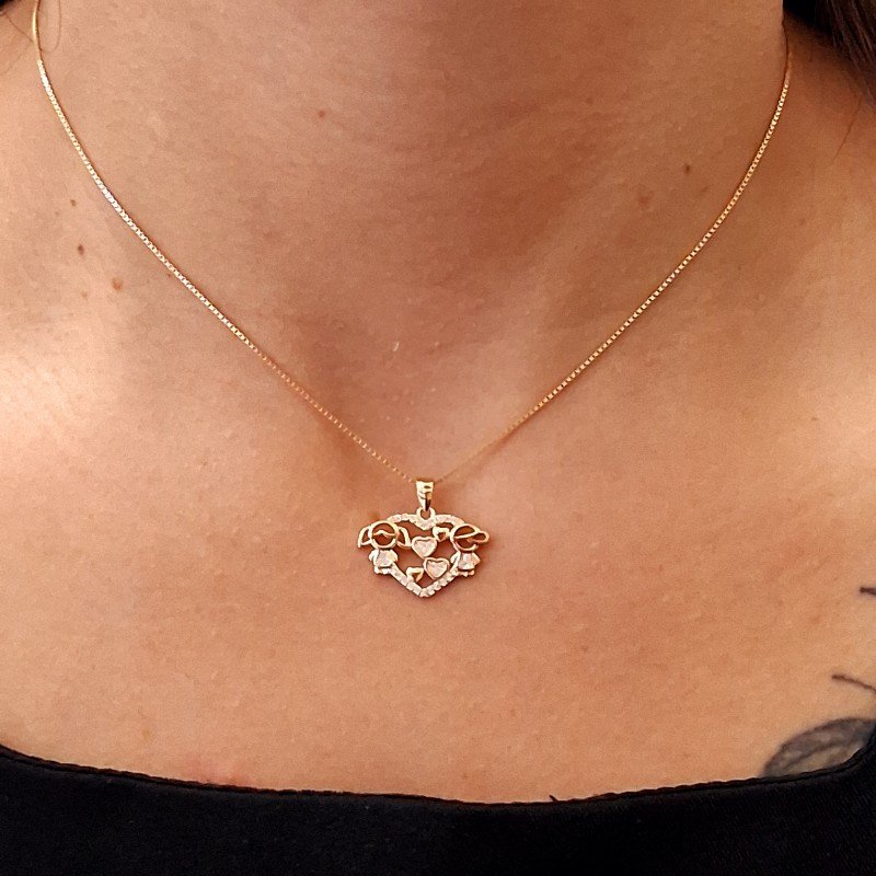 Colar De Casal De Filhos Folheado A Ouro