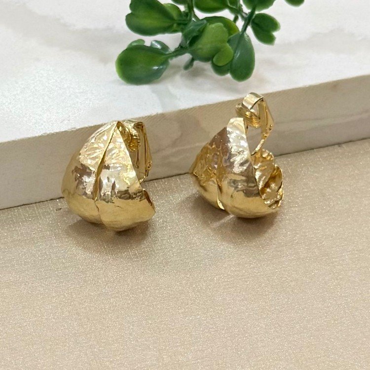 Brinco De Pressão Argola Larga Folheado A Ouro