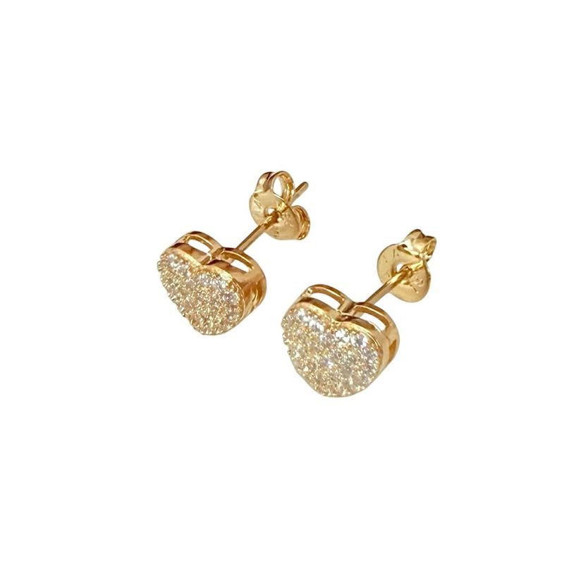 Brinco De Coração Com Zirconia Folheado A Ouro 18k