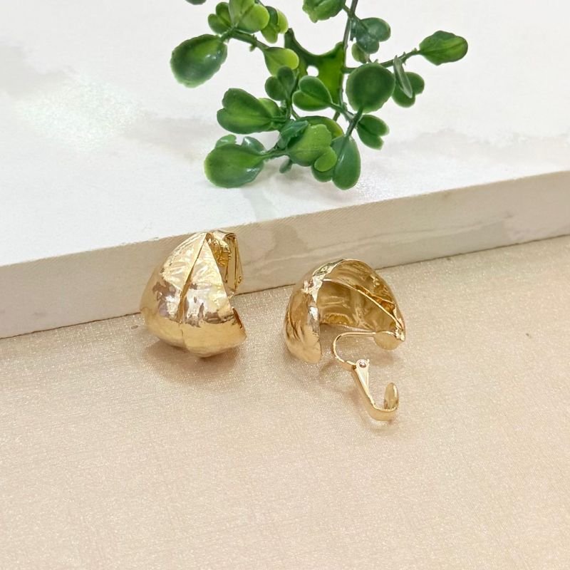 Brinco De Pressão Argola Larga Folheado A Ouro