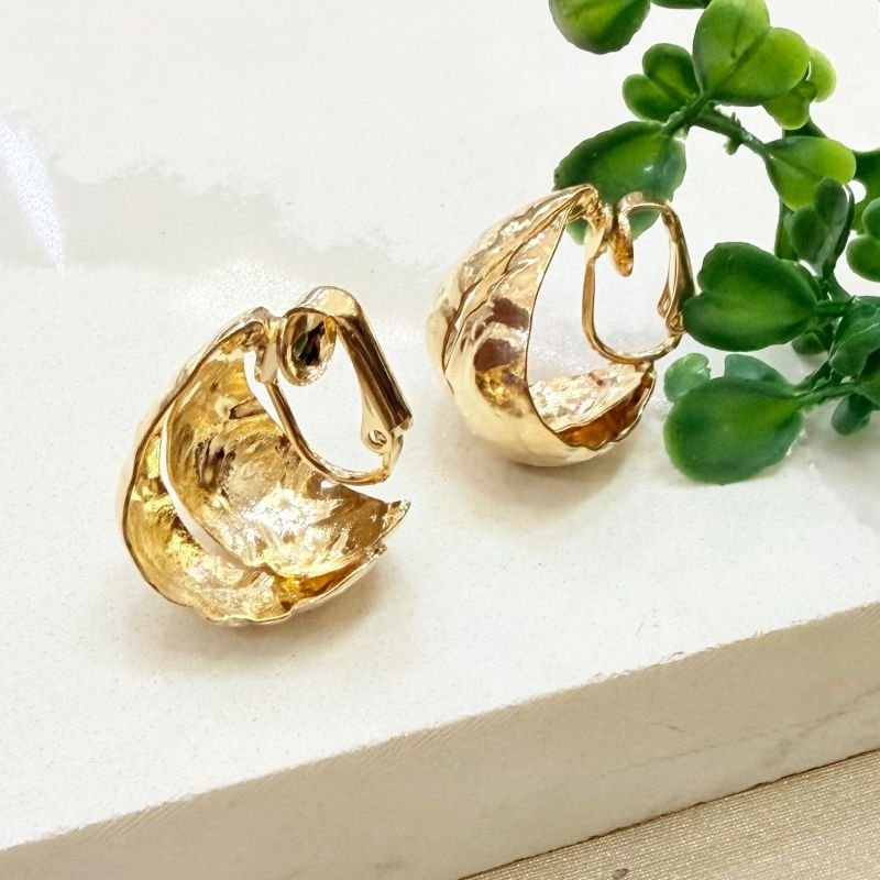 Brinco De Pressão Argola Larga Folheado A Ouro