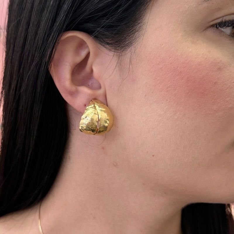 Brinco De Pressão Argola Larga Folheado A Ouro