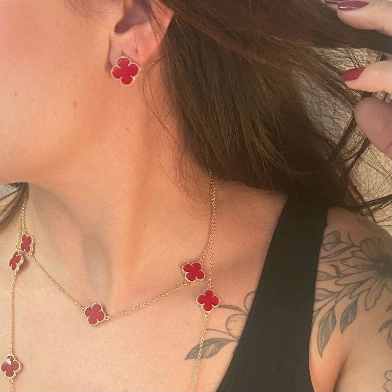 Brinco Trevo De Quatro Folhas Folheado A Ouro