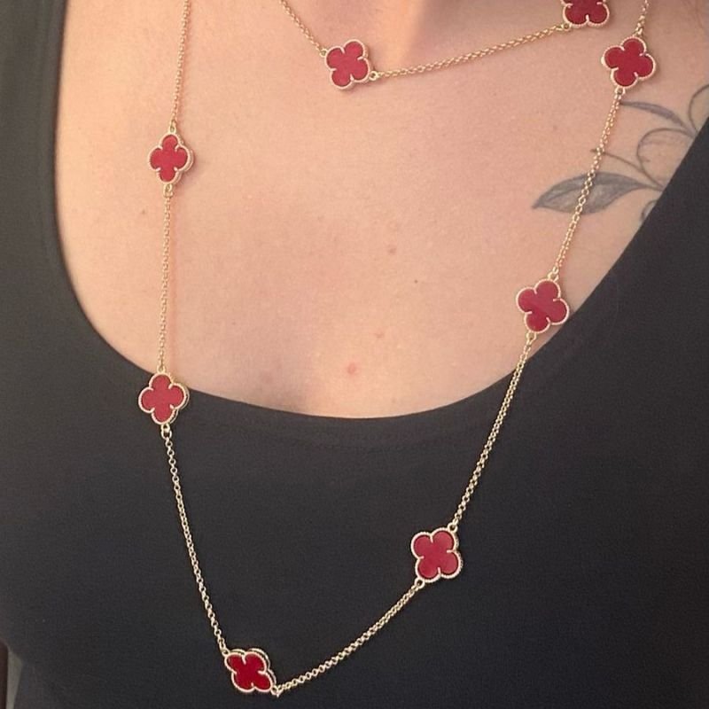 Choker De Trevo Banhada A Ouro Vermelha