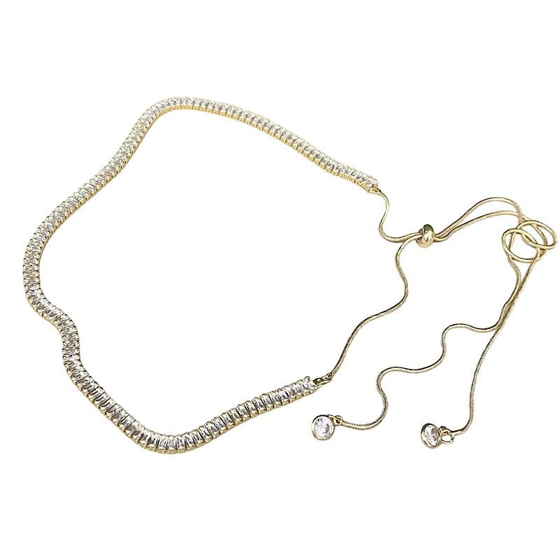 CHOKER FOLHEADA A OURO ZIRCONIA