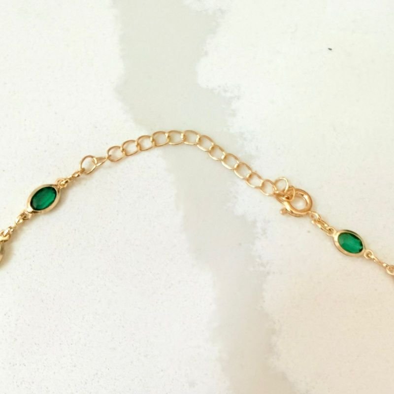 Gargantilha Folheada A Ouro Pedras Coloridas Oval 40cm