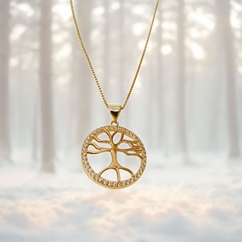 Colar Árvore Da Vida Zircônia Folheado Ouro 18k