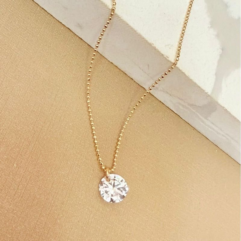 Colar Ponto De Luz Feminino Zirconia Folheado A Ouro 18k