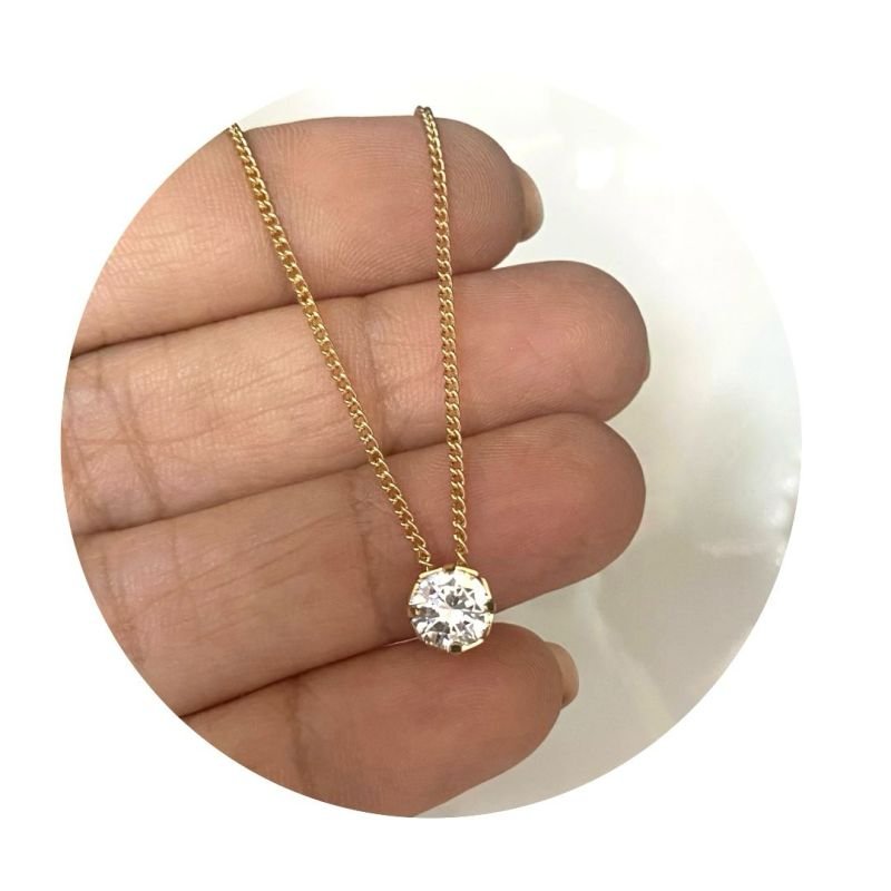 Colar Ponto De Luz Folheado A Ouro