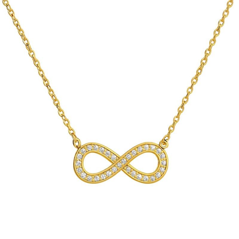 Colar Simbolo Do Infinito Zirconia Folheado A Ouro
