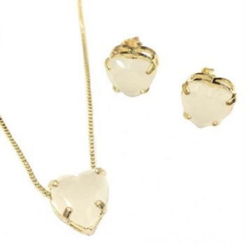 Conjunto Pedra Folheado A Ouro