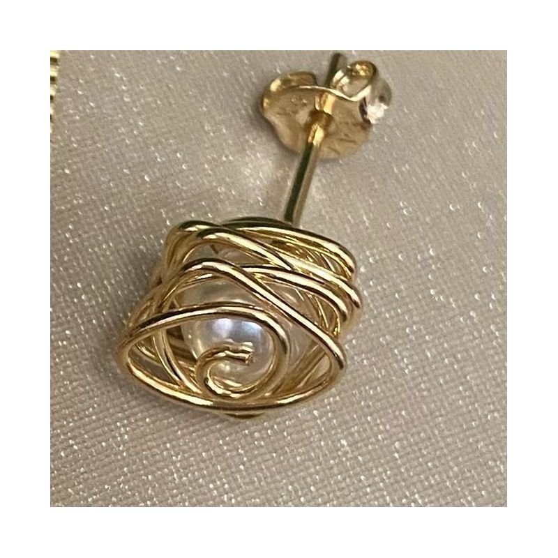 Conjunto Perola Folheado A Ouro Dourado