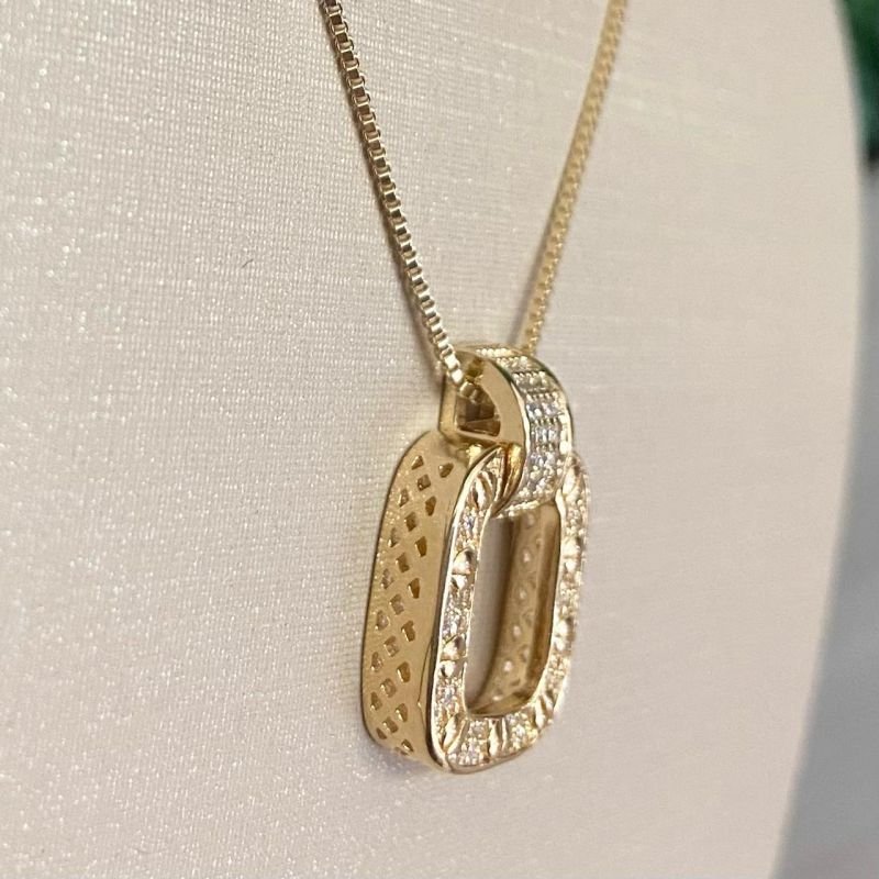 Conjunto Feminino Folheado A Ouro 18k - Corrente Com Pingente E Brinco Delicado