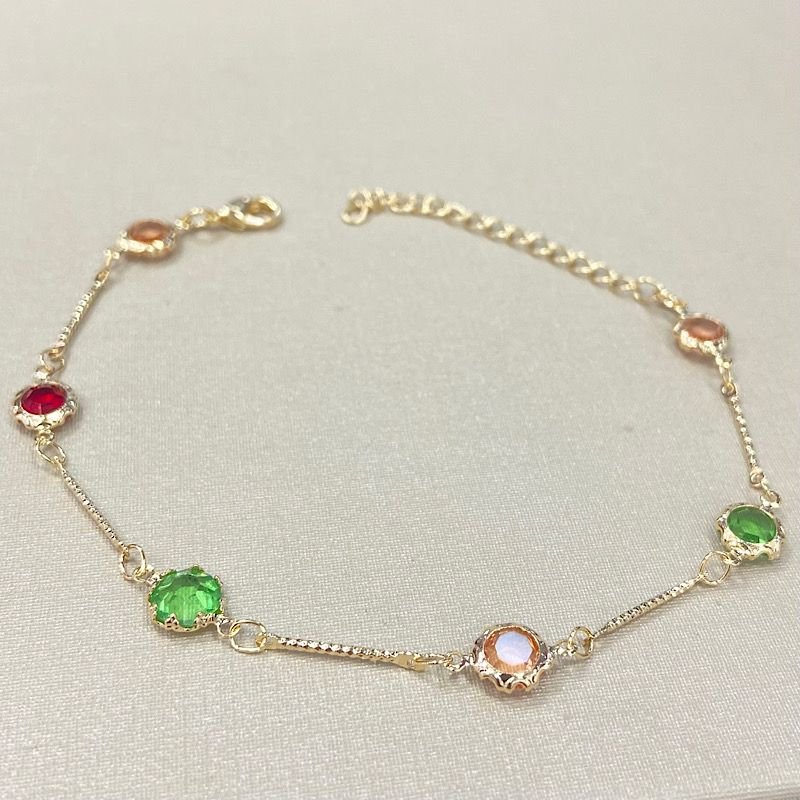 PULSEIRA COLORIDA FOLHEADO A OURO