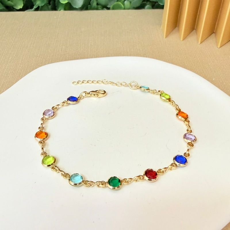 Pulseira Colors Redonda Folheada A Ouro