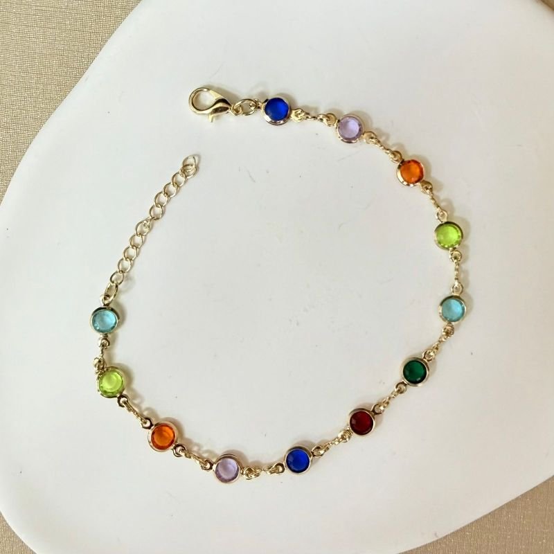 Pulseira Colors Redonda Folheada A Ouro