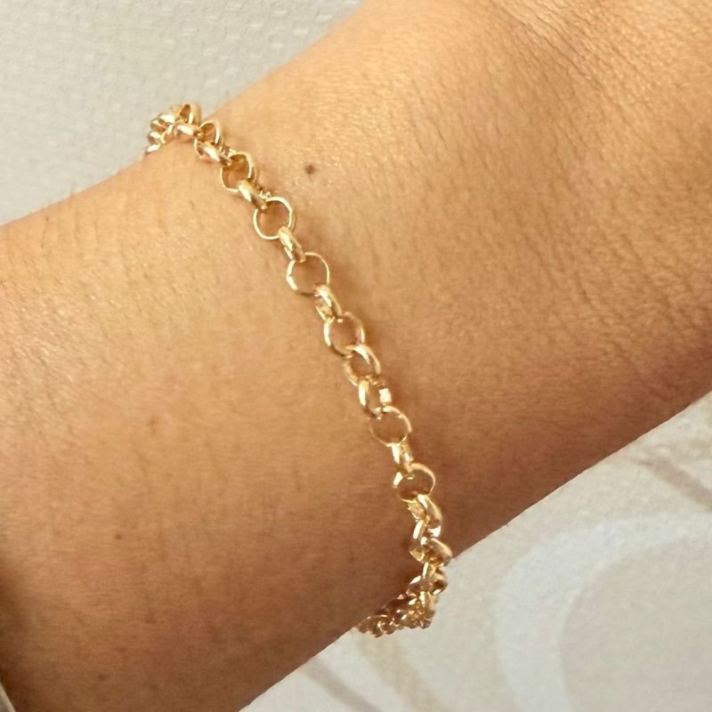 Pulseira Elo Portugues Folheado A Ouro