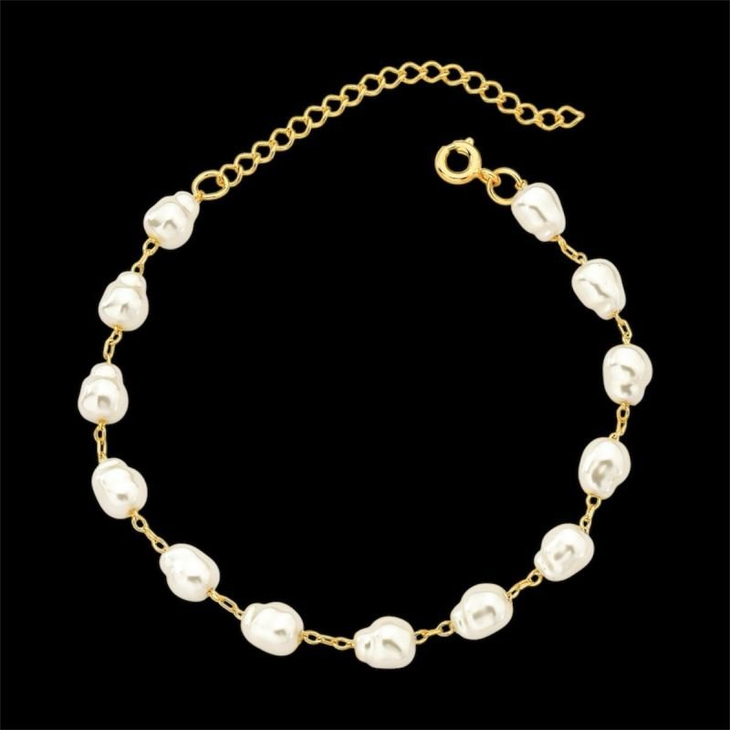 Pulseira Perola Barroca Folheado A Ouro
