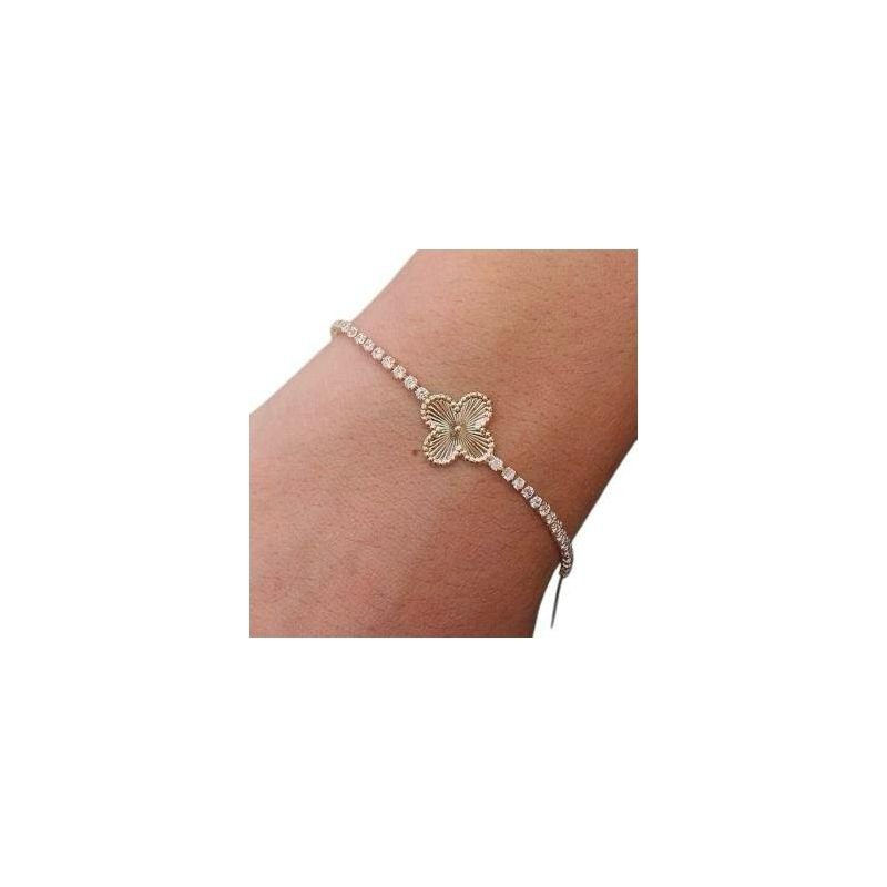 Pulseira Trevo Zirconia Folheado Aouro