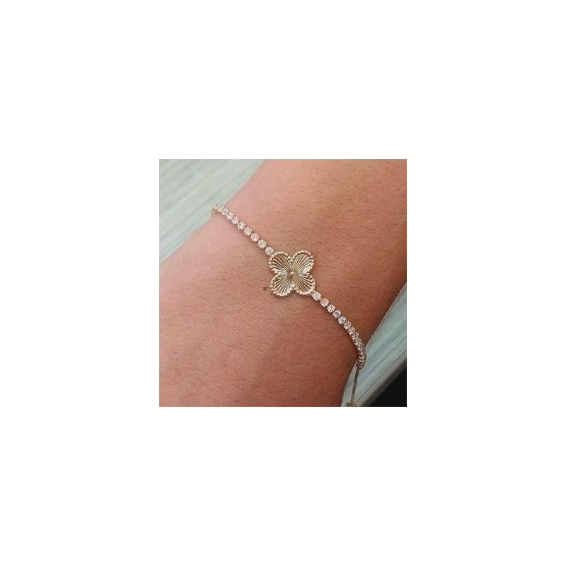 Pulseira Trevo Zirconia Folheado Aouro